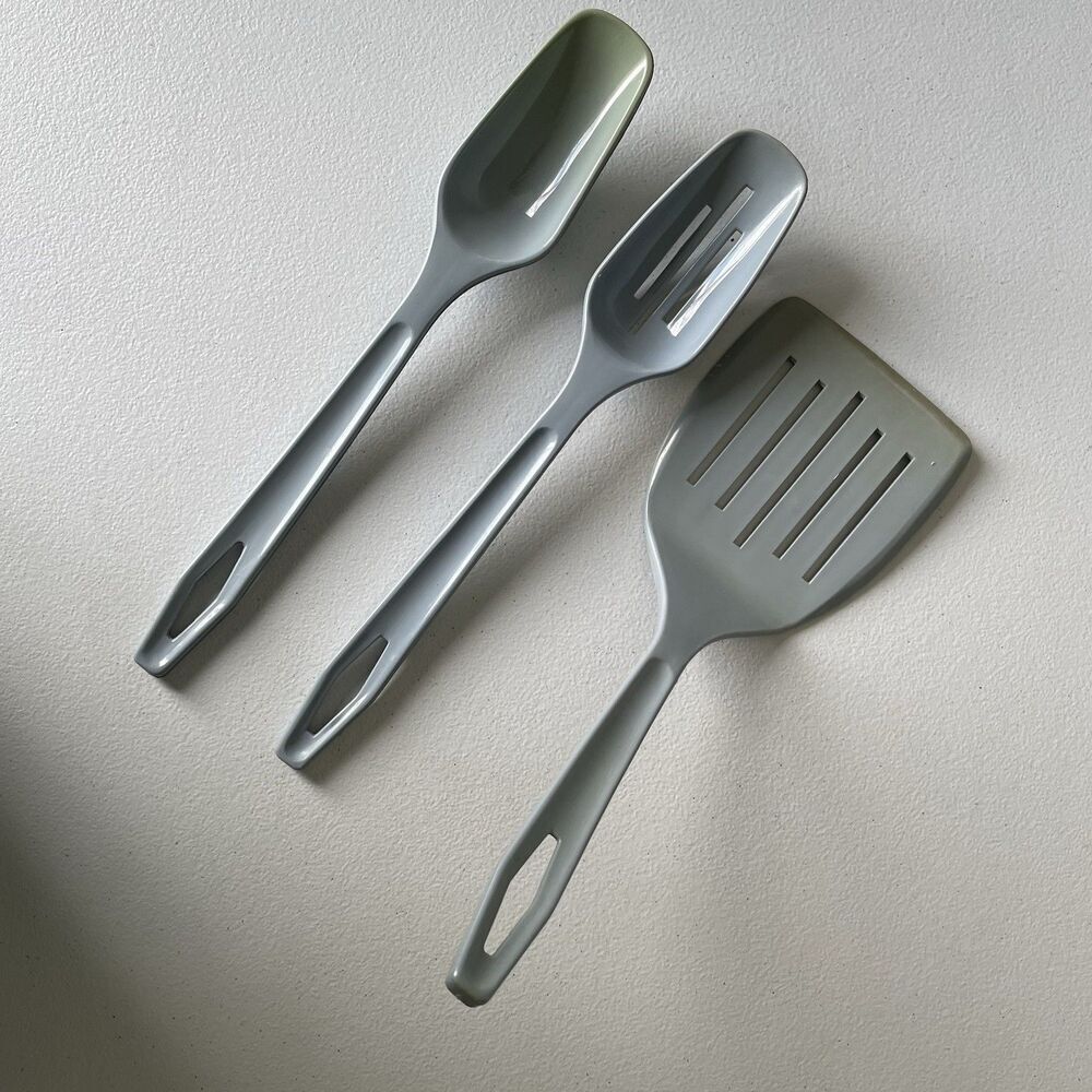 Vintage King Kraft Nylon Slatted Spatula Turner Cooking Spoons Blue Lot of 3 USA